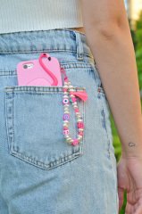 Şeker Pembesi Renkli Küçük Boy Telefon Aksesuarı Charmı Askısı