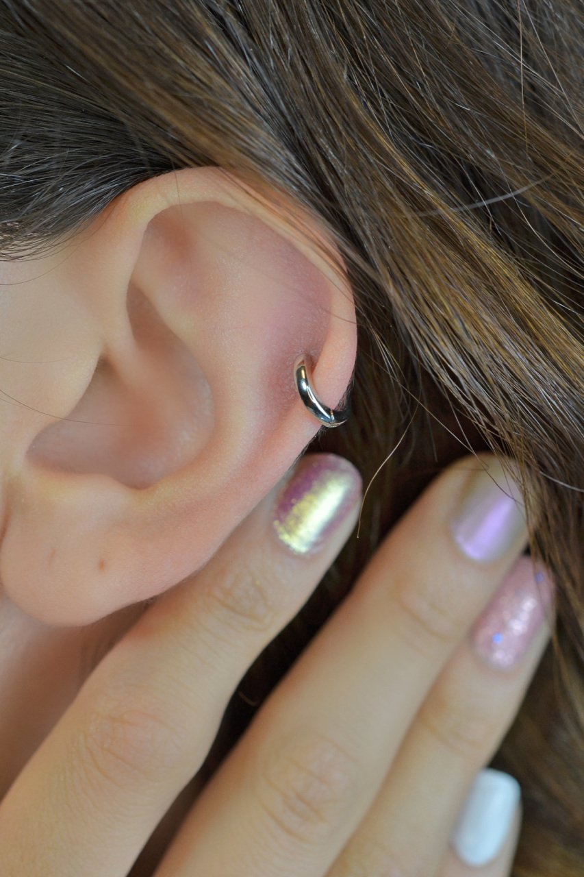 Tragus piercing silver discount