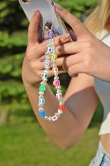 Fimo Bead Small Size Phone Strap Charm Accessory with Colorful Emoji