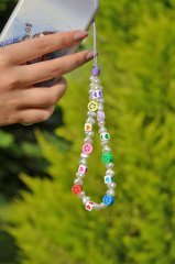 Fimo Bead Small Size Phone Strap Charm Accessory with Colorful Emoji