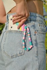 Soft Renkli Boncuklu Küçük Boy  Telefon Askısı Charmı Aksesuarı