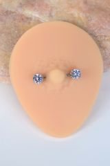 Tektaşlı Nipple Piercing Taşlı Meme Ucu Piercingi 18 mm
