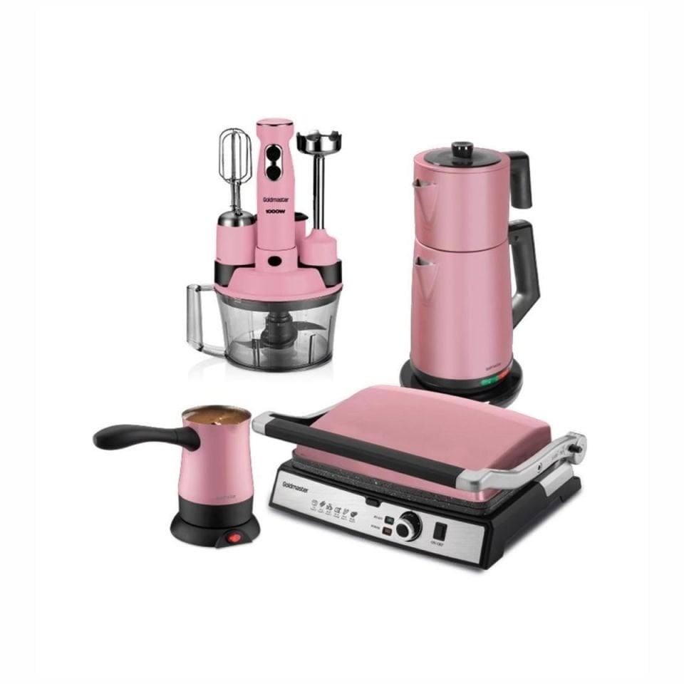 Goldmaster BY-4701L Zerafet Pembe Elektrikli Mutfak Çeyiz Seti 3 Lü Paket