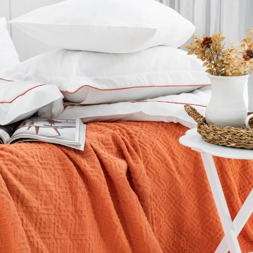 SCHAFER HOME KYLİE YATAK ÖRTÜSÜ NEVRESİM SET 7PRÇ. - KİREMİT