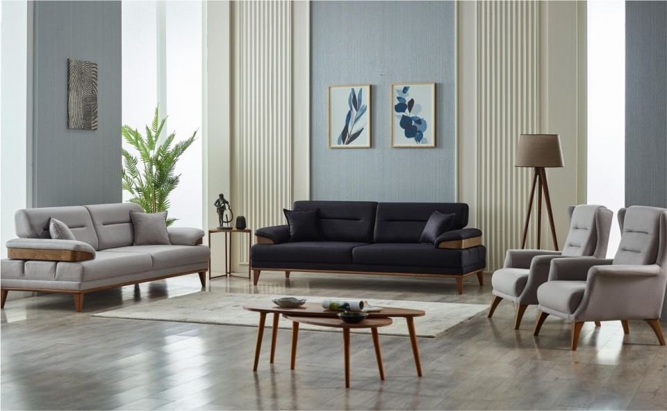 Bakart New İnci Koltuk Takımı 3+1+1 Ares Bej 050/3 Lü Ares Yeşil 038