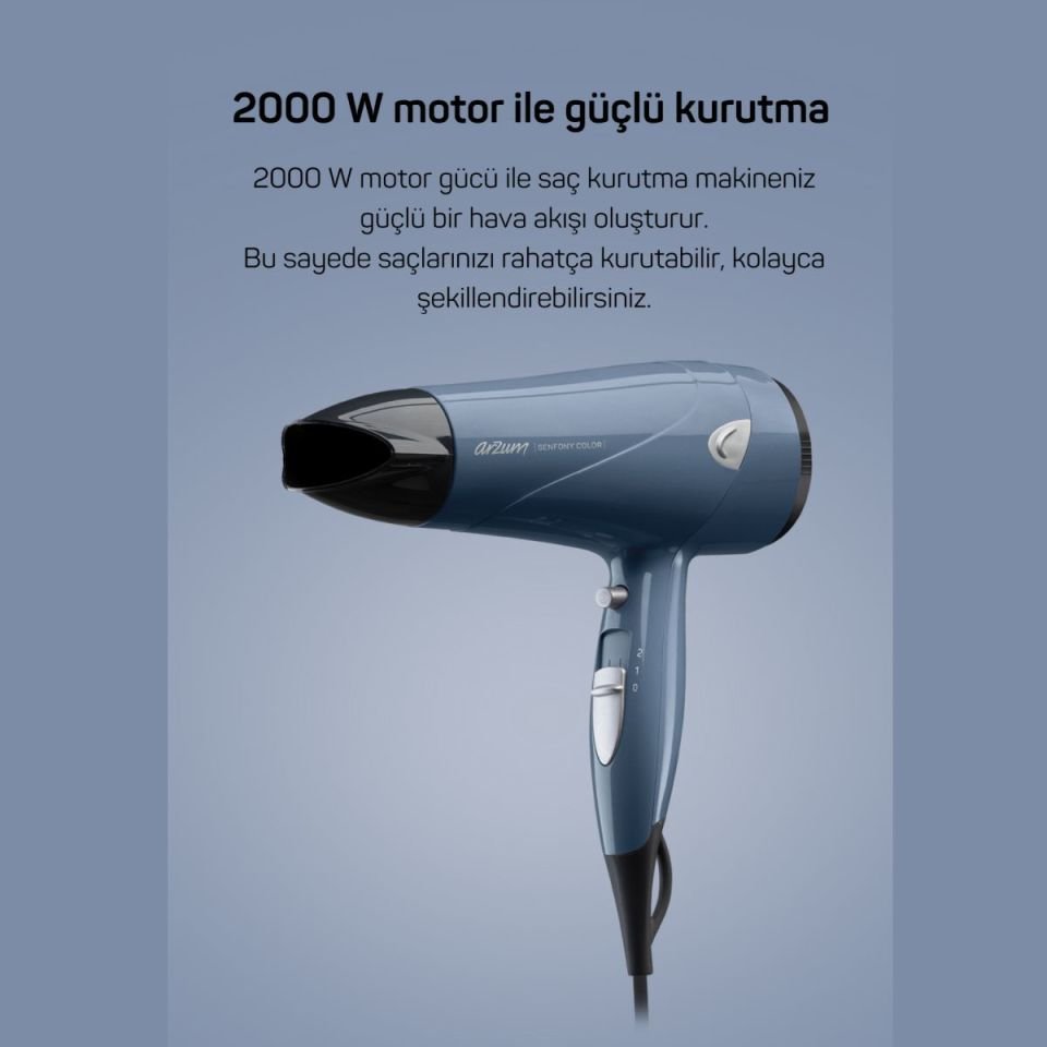Arzum Ar5014-Dm Senfony Color Saç Kurutma Makinesi Derin Mavi