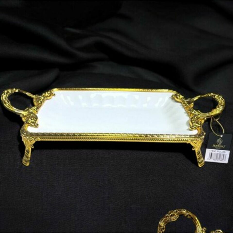 Rekabet Pcl 001 Elegance Dikdörtgen örtgen Sunum Tabak Gold 41 Cm
