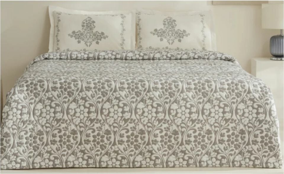 Karaca Home Tiara Çift Kişilik Yatak Örtüsü Seti Gri