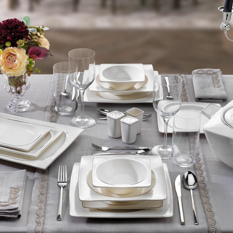 Schafer Glamor Pure Yemek Takımı 60 Parça-Platin