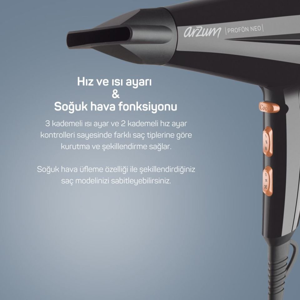Arzum Ar5047 Profön Neo Saç Kur Mak-Siyah