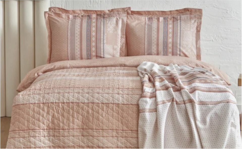 Karaca Home Keira Summer Set Çift Kişlik Pike Hediyeli Takım Somon