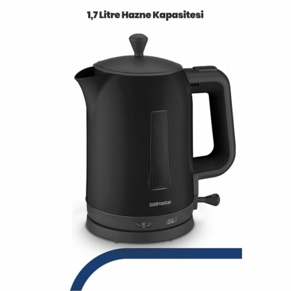 Goldmaster Papatya Siyah 2200 Watt Cam Demlikli Çay Makinesi Ve Su Isıtıcısı