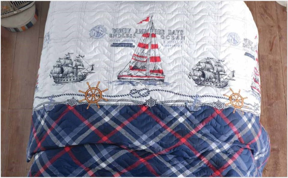 Aran Clasy Tek Kişilik Yatak Örtüsü Maritime V1 Lacivert