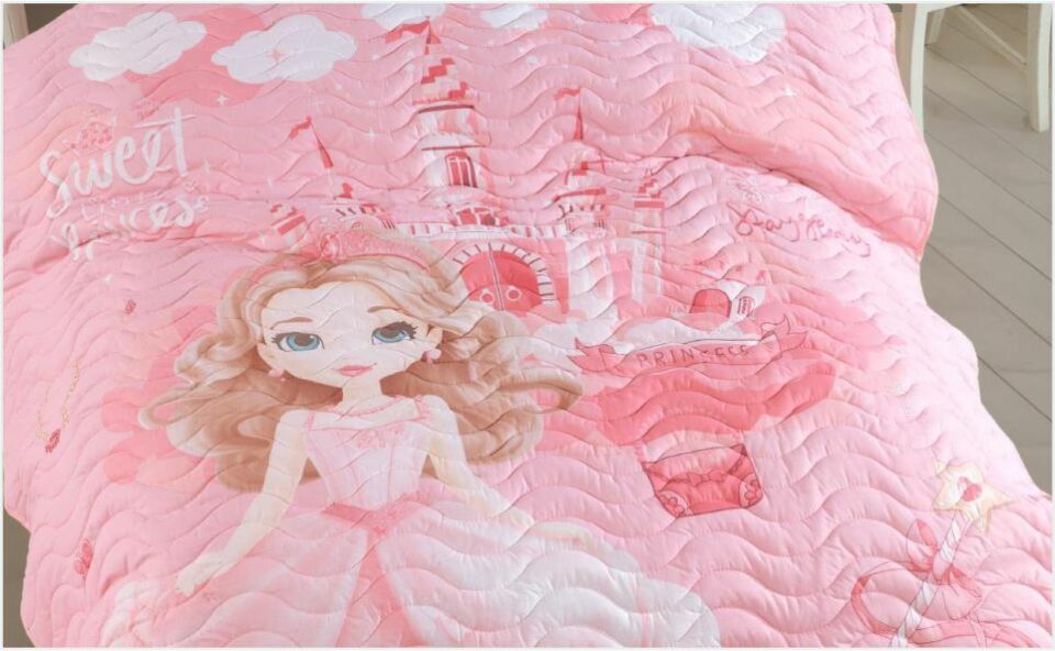 Aran Clasy Ranforce Yatak Örtüsü Tek Kişilik Sweet Princess V1 Pudra