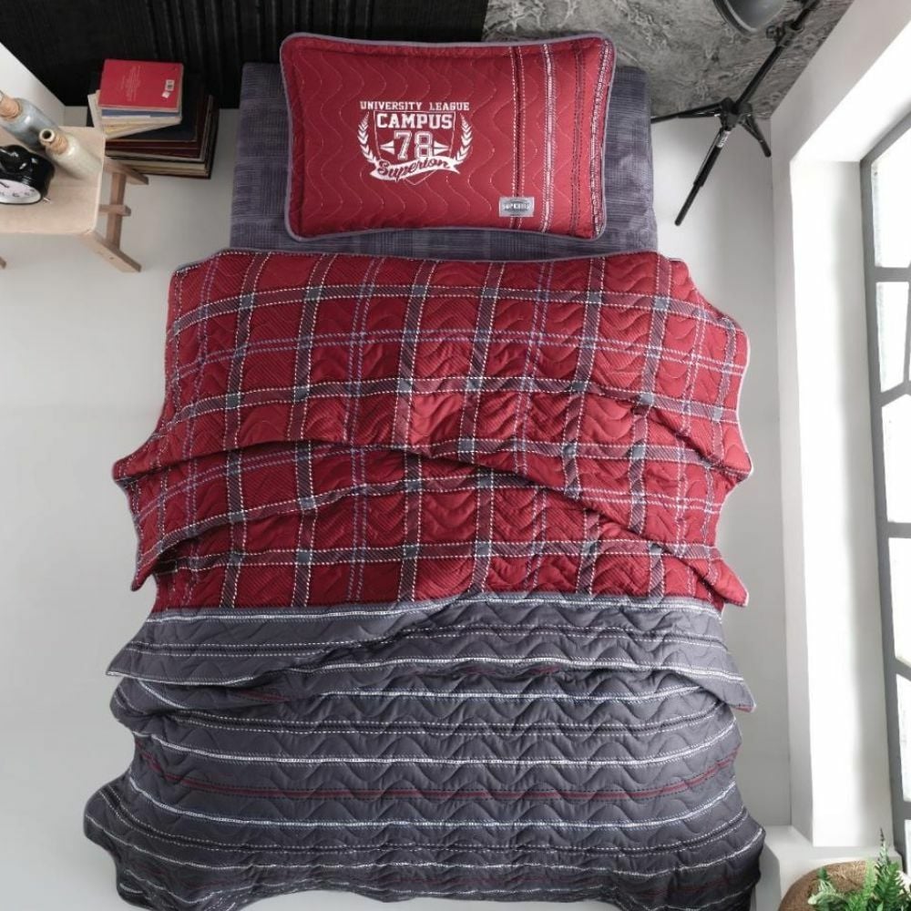 Aran Clasy Aran Clasy Ranforce Tek Kişilik Dört Mevsim Set Campus V1 Bordo