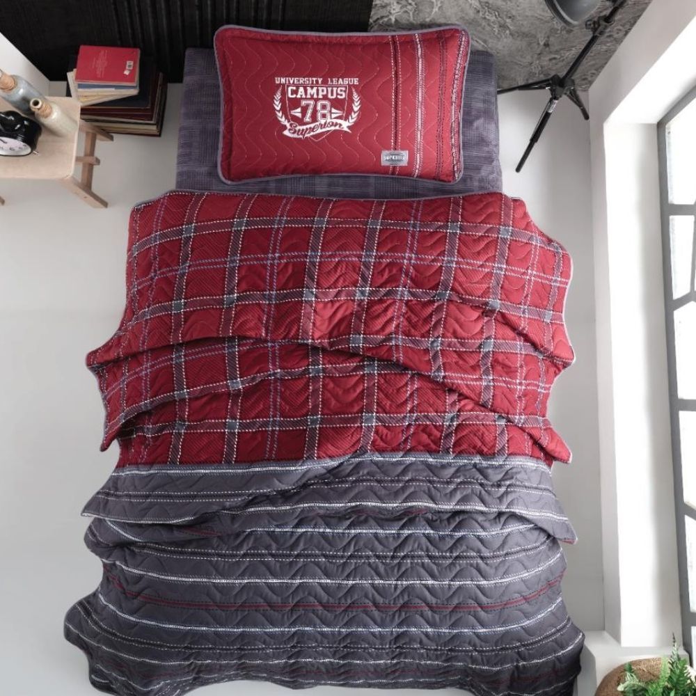 Aran Clasy Aran Clasy Ranforce Tek Kişilik Dört Mevsim Set Campus V1 Bordo