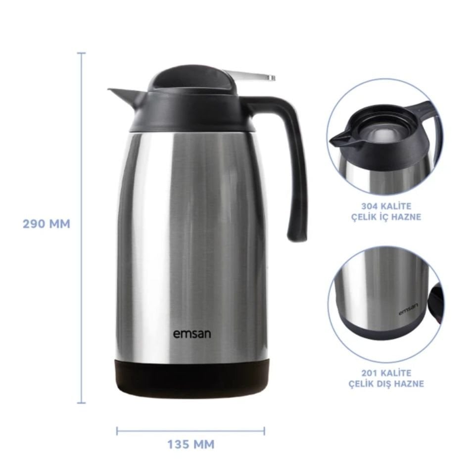 Emsan New Vega Çelik Termos Ekru 2,1 Litre