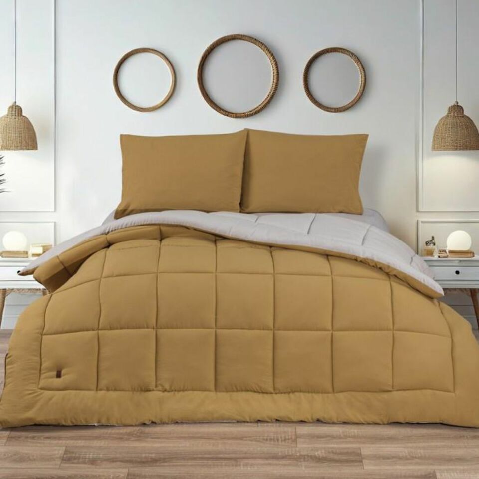 Schafer Home Softy Comfort Yorgan Seti 4 Parça-Gri/Hardal