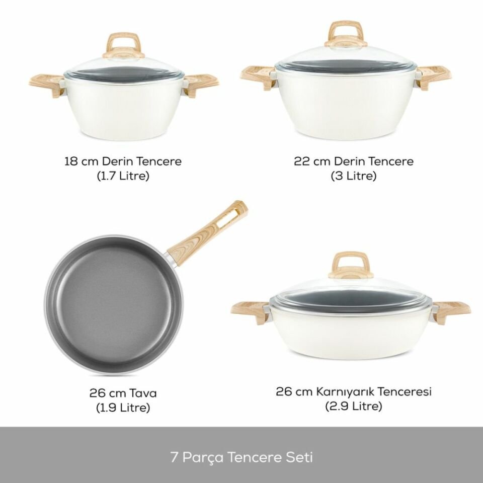 Karaca x Refika Birgül Swiss Crystal 7 Parça Tencere Seti Creamy