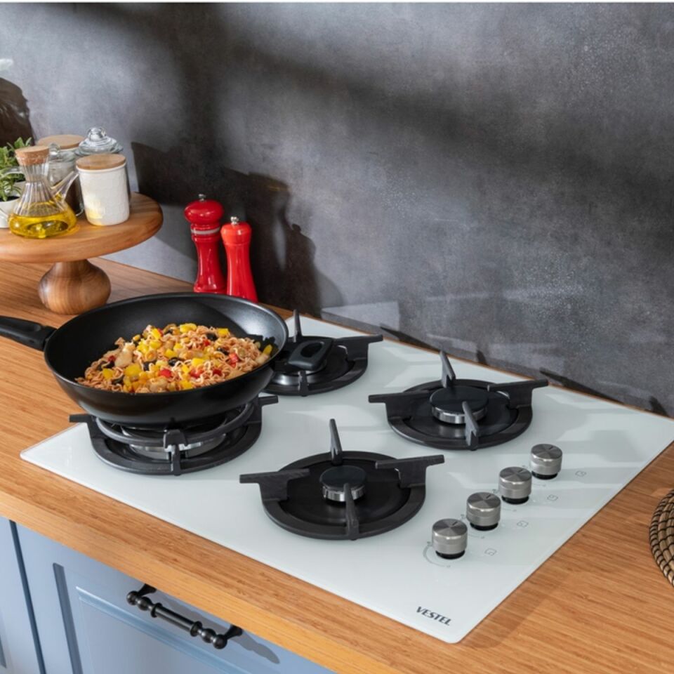 Vestel AO-65104 BDG-DW 65 cm 4 Gözü Gazlı (1 Gözü Wok'lu) Ankastre Ocak