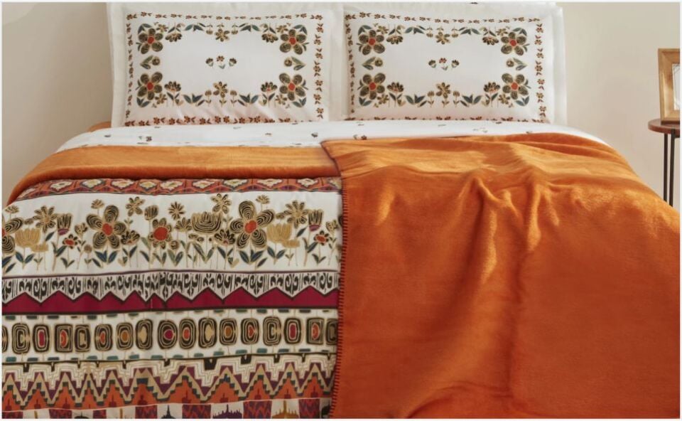 Karaca Home Runa %100 Pamuk Çift Kişilik Nevresim Takımı Battaniye