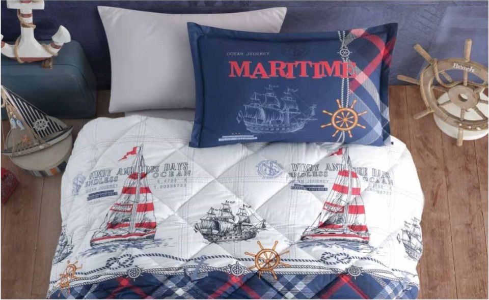 Aran Clasy Ranforce %100 Pamuk Tek Kişilik Uyku Seti Maritime V1 Lacivert