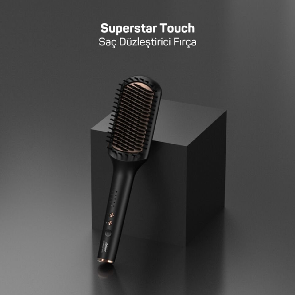 Arzum AR5068 Superstar Touch Saç Düzleştirici Fırça - Siyah
