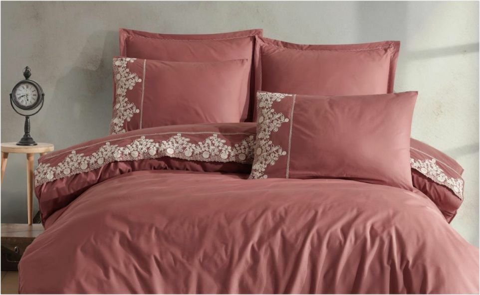 Aran Clasy Ranforce %100 Pamuk Butik Çift Kişilik Uyku Seti Osela V3 Kiremit