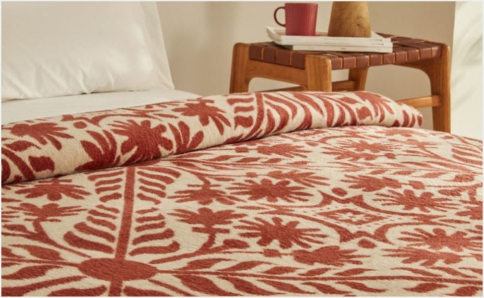 Karaca Home Velma Çift Kişilik Pamuklu Battaniye Terracota