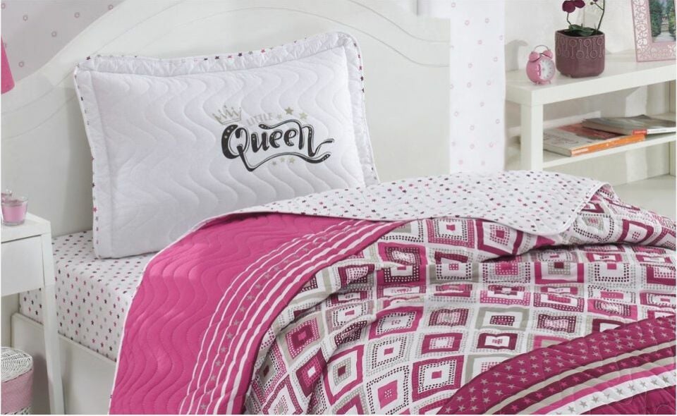 Aran Clasy Ranforce 100% Pamuk Tek Kişilik Uyku Seti Little Queen V2 Pembe