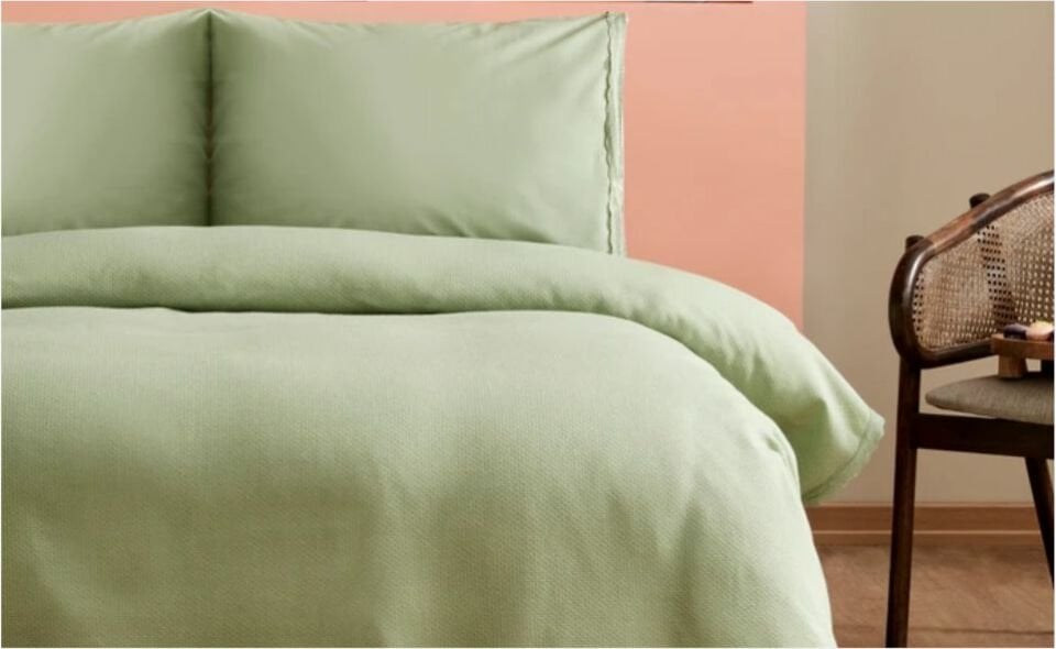 Karaca Home Alia % 100 Pamuk Fistolu Çift Kişilik Pike Takımı Adaçayı