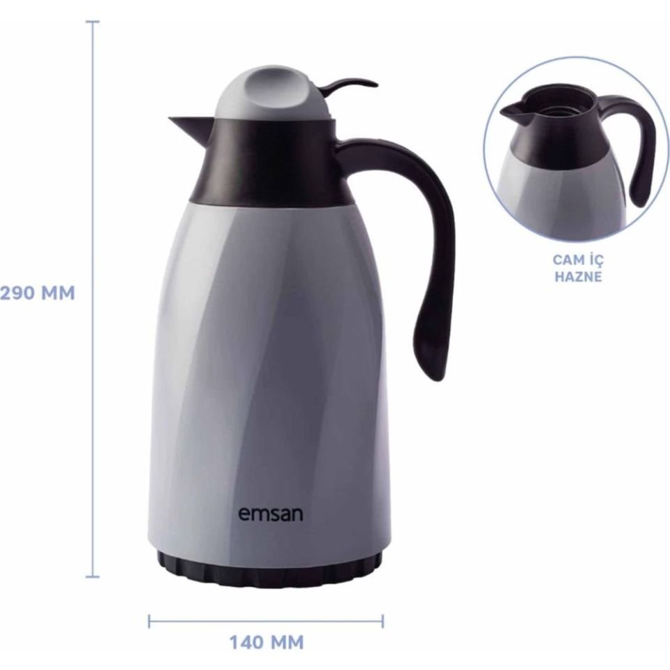 Emsan Sırça Termos 1.3 Litre Gri