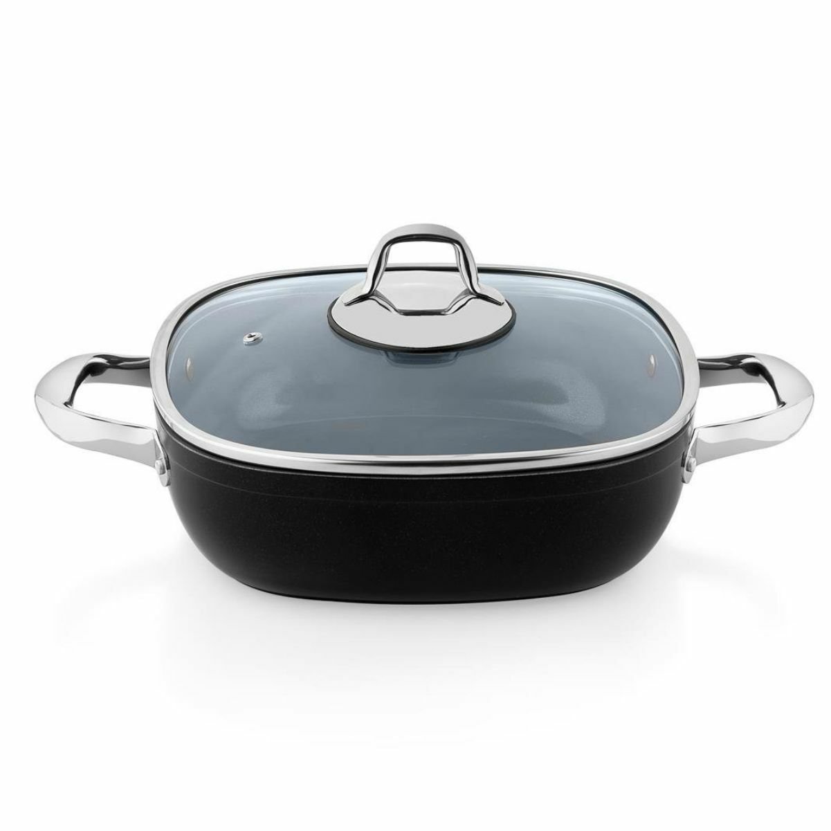 Schafer Gastronomie Master Seramik Basık Tencere 26Cm-Siyah/Gri