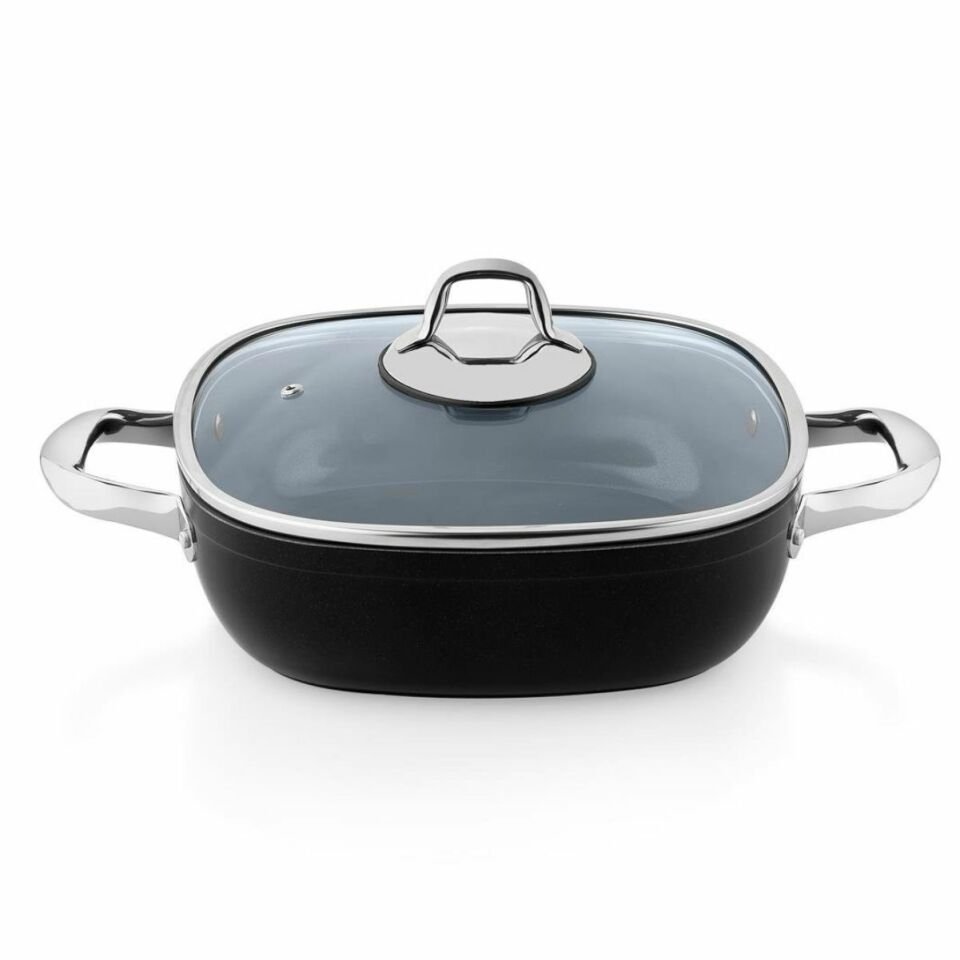 Schafer Gastronomie Master Seramik Basık Tencere 26Cm-Siyah/Gri