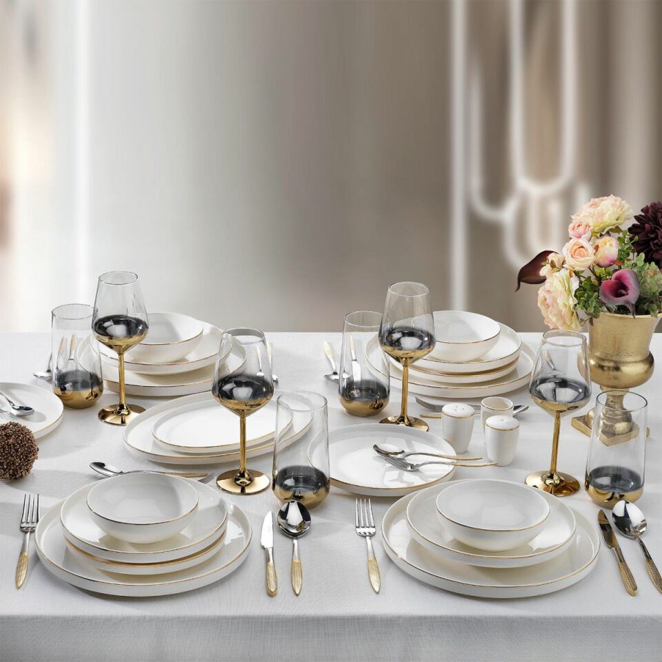 Schafer Adel Gold Yemek Takımı-56 Parça-Gold