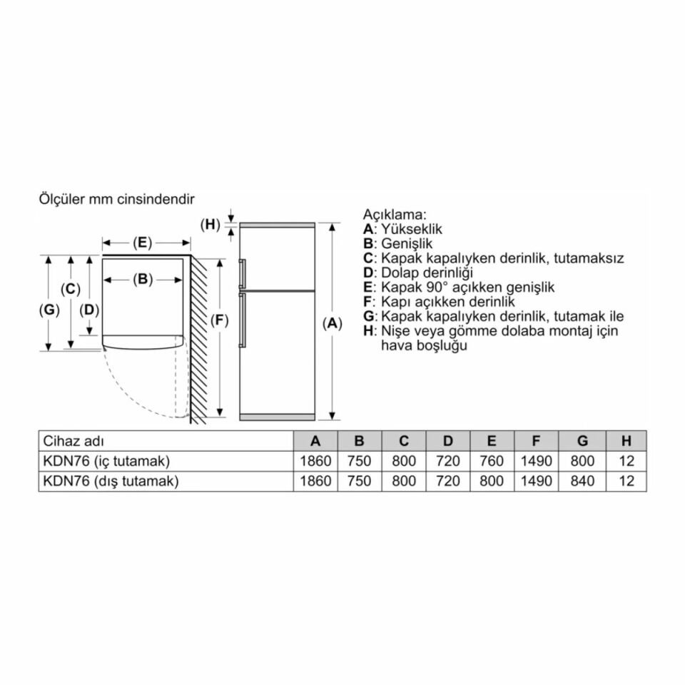 Profilo BD2076WEXN Çift Kapılı No Frost Buzdolabı