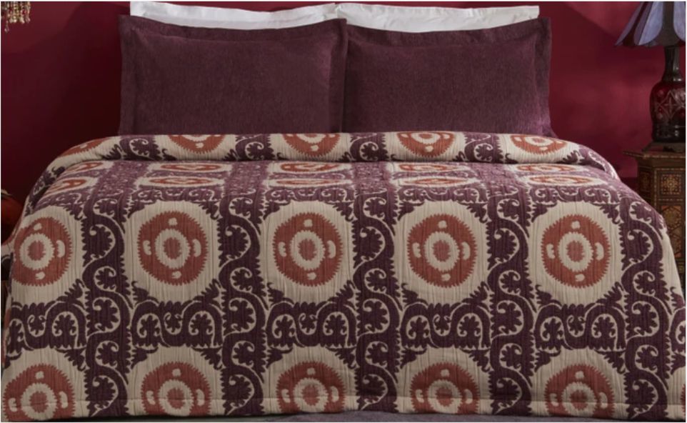 Karaca Home Ruan Çift Kişilik Yatak Örtüsü Seti Mürdüm