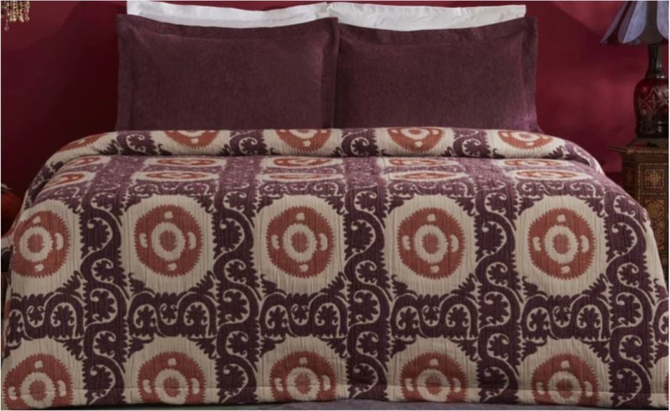Karaca Home Ruan Çift Kişilik Yatak Örtüsü Seti Mürdüm