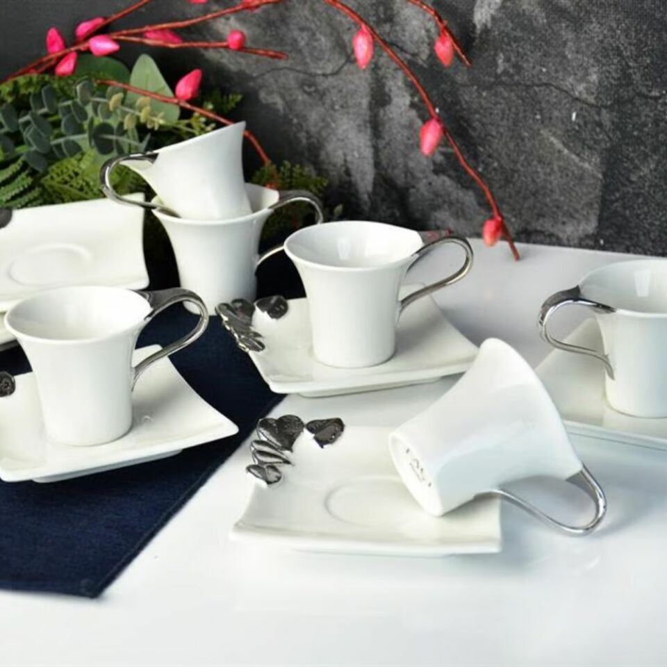 Şener Por-101749Paçi-Yaldızlı Figürlü 6Lı Kahve Fincanı