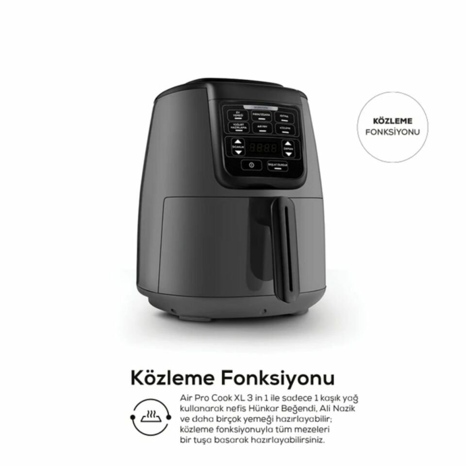 Karaca Air Pro Cook 3 in 1 XL Ev Yemeği, Közleme, Airfryer Space Gray 4 Kişilik