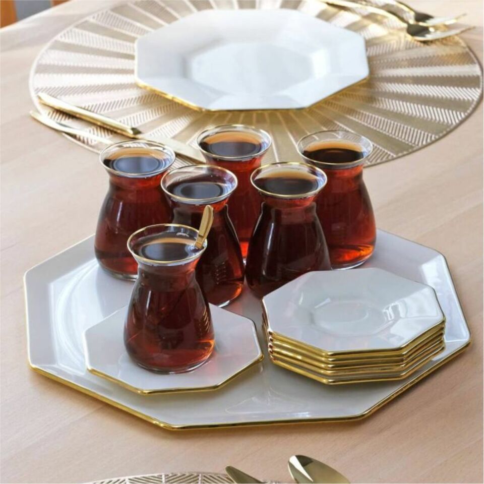 Glore Sekizgen Krem 28 Parça Tea Time