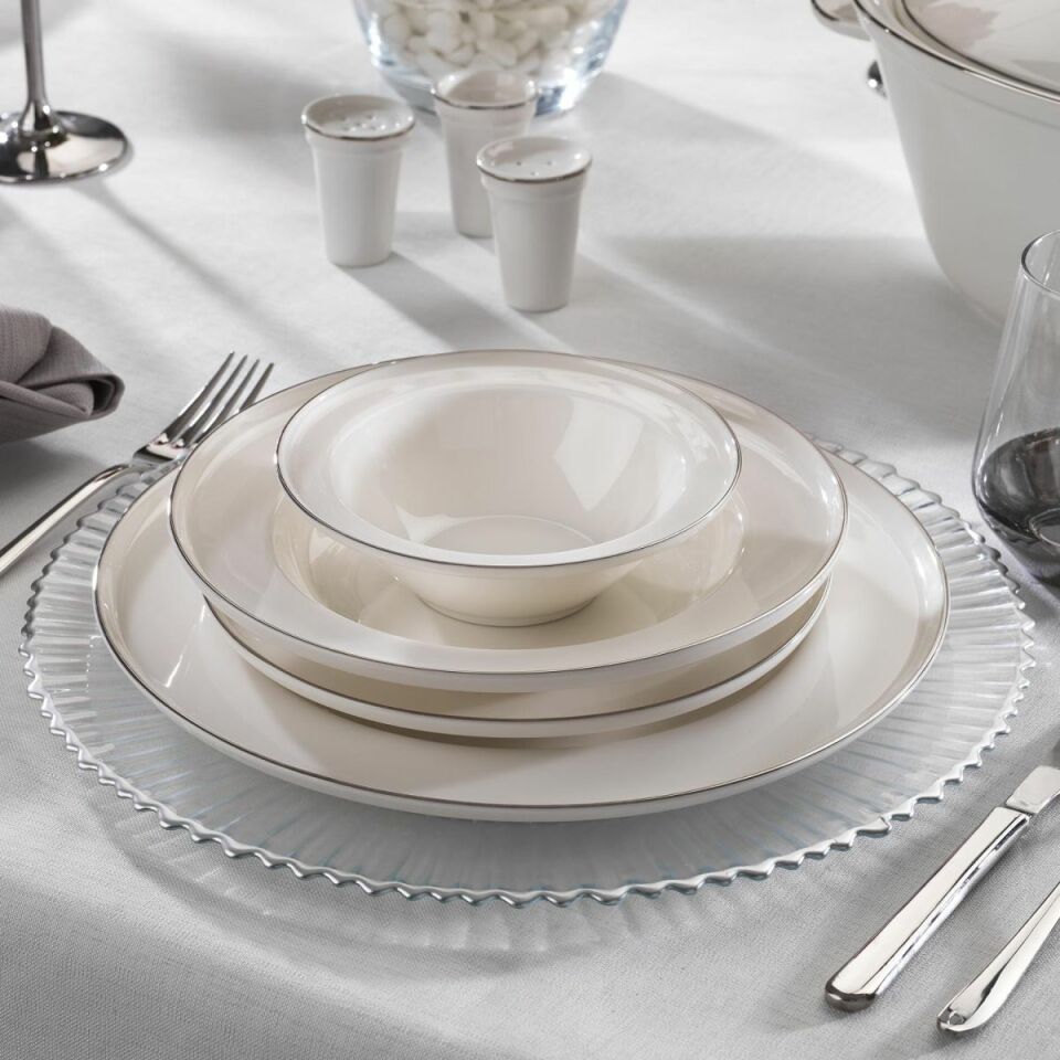 Schafer Queen Bonny Bone Yemek Takımı 60 Parça-Platin