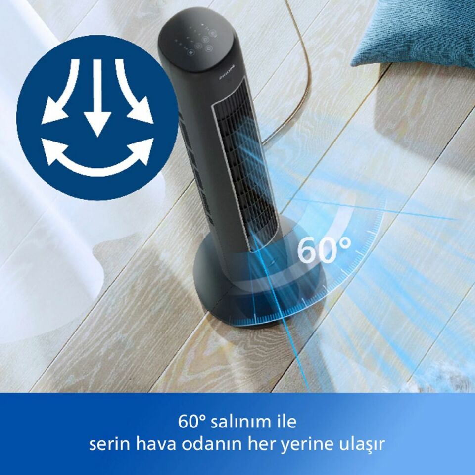 Philips 5000 Serisi CX5535/11 Siyah Kule Tipi Fanlı Vantilatör