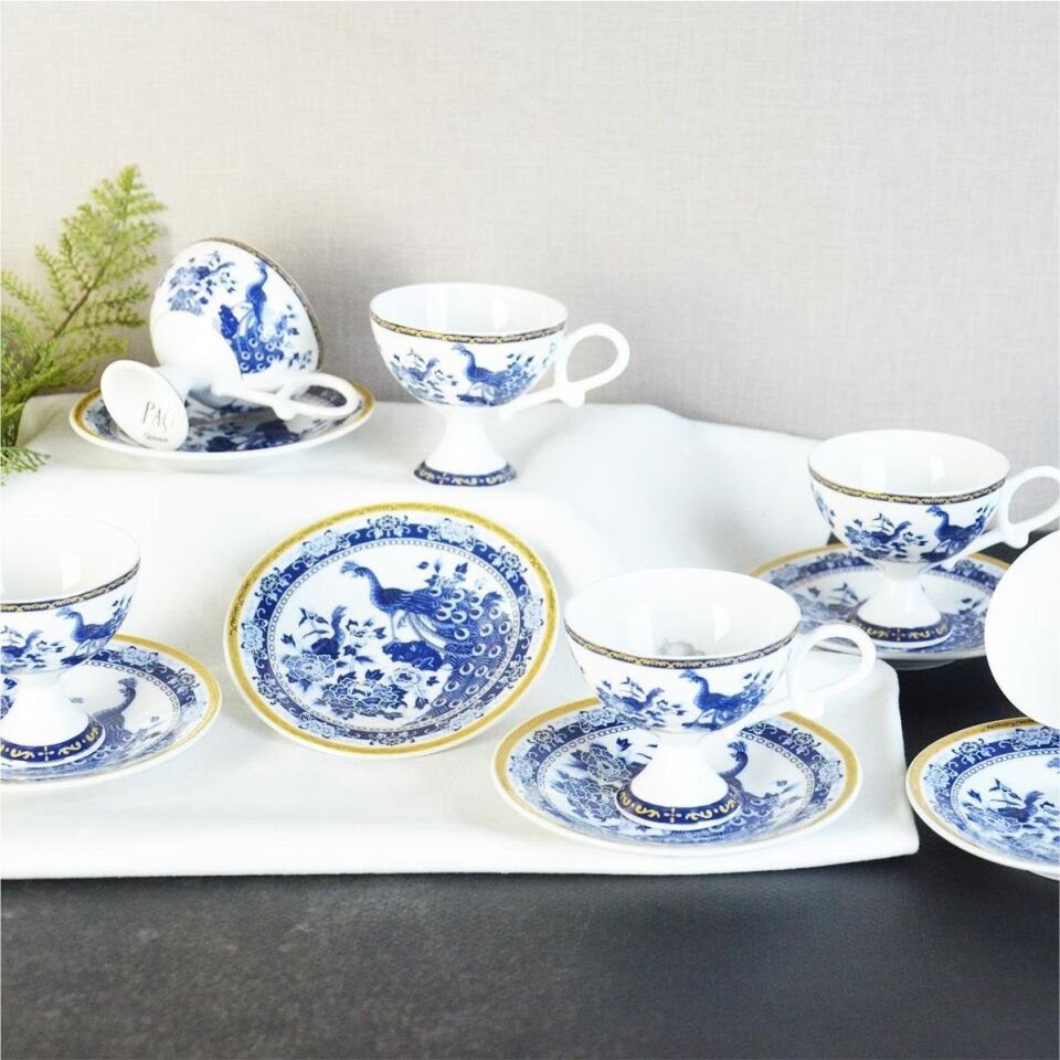 Şener  P/Por-101769Paçi-Geisha Ayaklı Tavuskuşlu Kahve Fincan