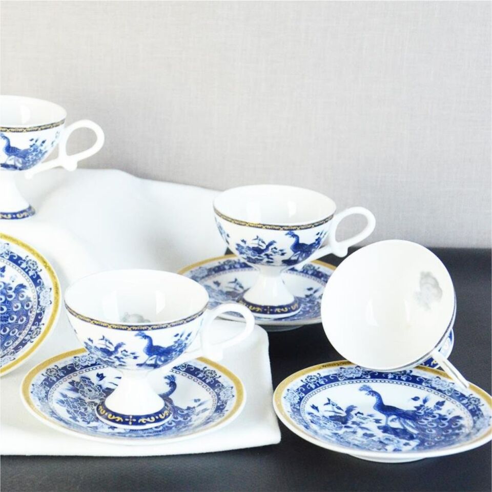 Şener  P/Por-101769Paçi-Geisha Ayaklı Tavuskuşlu Kahve Fincan