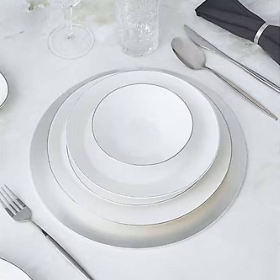 Karaca x Hussein Chalayan Streamline Sun Path New Bone 59 Parça 12 Kişilik Yemek Takımı Platin