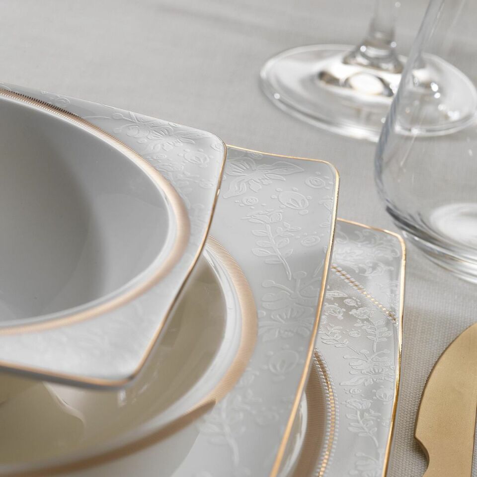 Schafer Glamor Elegant Yemek Takımı 60 Parça-Beyaz