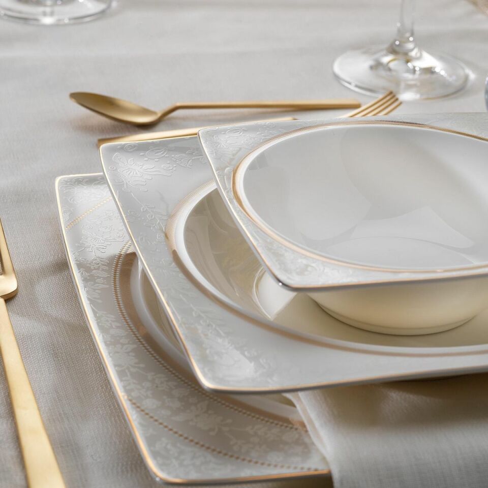 Schafer Glamor Elegant Yemek Takımı 60 Parça-Beyaz