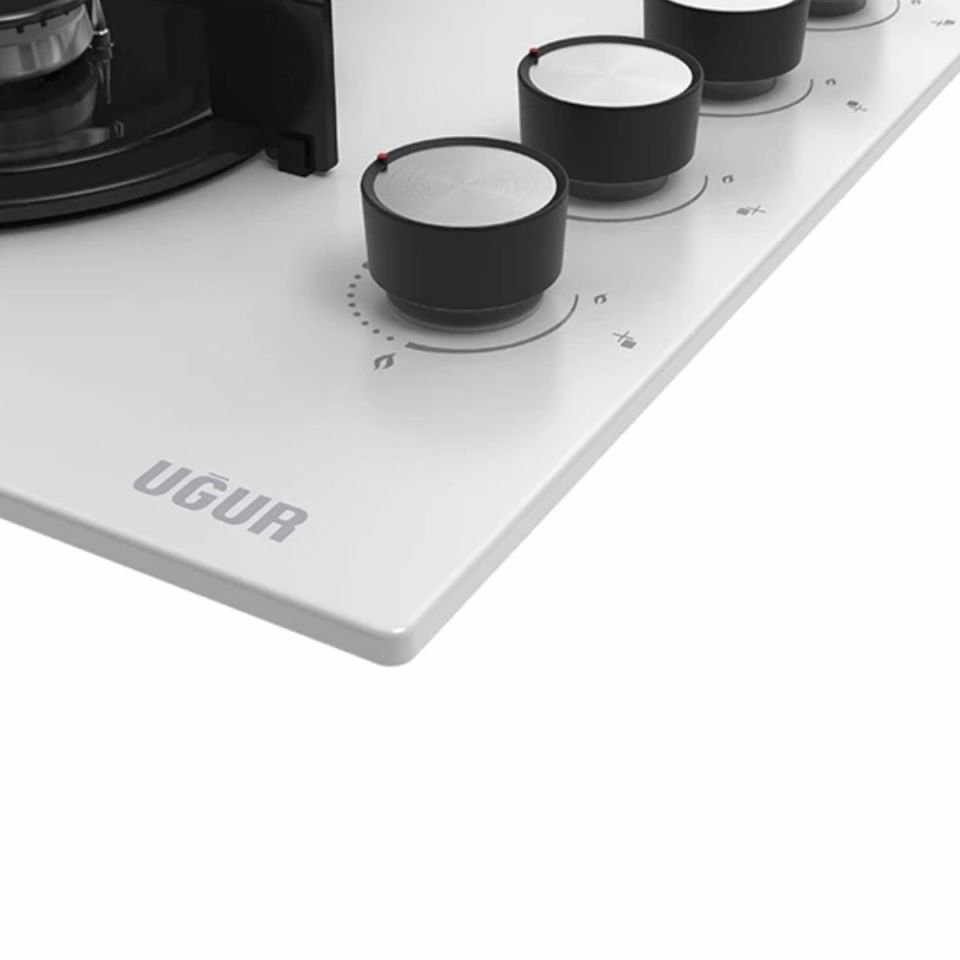 Uğur UAO 6040W0 BCY CSR1 Beyaz Cam Ankastre Ocak