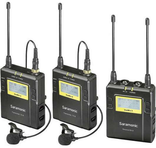 Saramonic UwMic9 RX9 + TX9 + TX9 - 1 Transmitter + 2 Receiver Wireless Lavalier Microphone